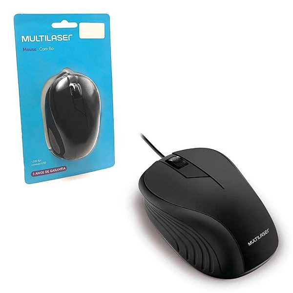 Mouse Multilaser Emborrachado Preto - MO222