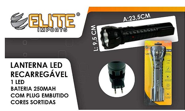 LANTERNA 1 LEDS 19CM ELITE