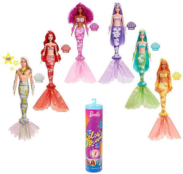 Boneca Articulada Barbie Color Reveal Sereia Arco-Iris