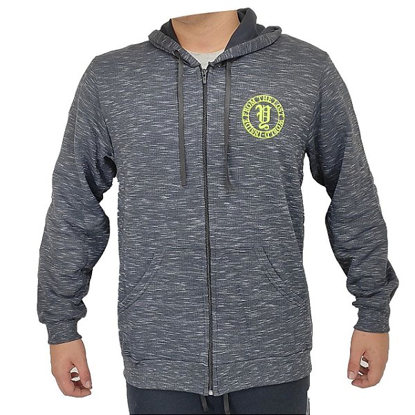 Jaqueta De Moletom Com Ziper Adulto Preto Mescla Yellowl M