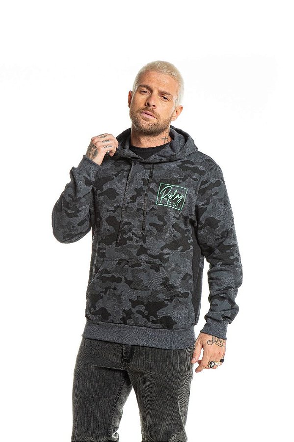 Blusa De Moletom Adulto Camuflada Preto Yellowl P