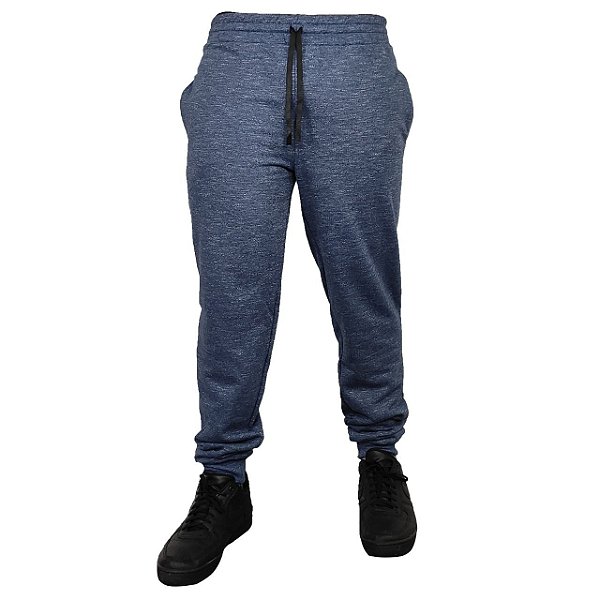 Calça Moletom Adulto Mescla Azul M