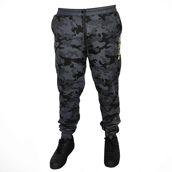 Calça Moletom Adulto Camuflada Preta M