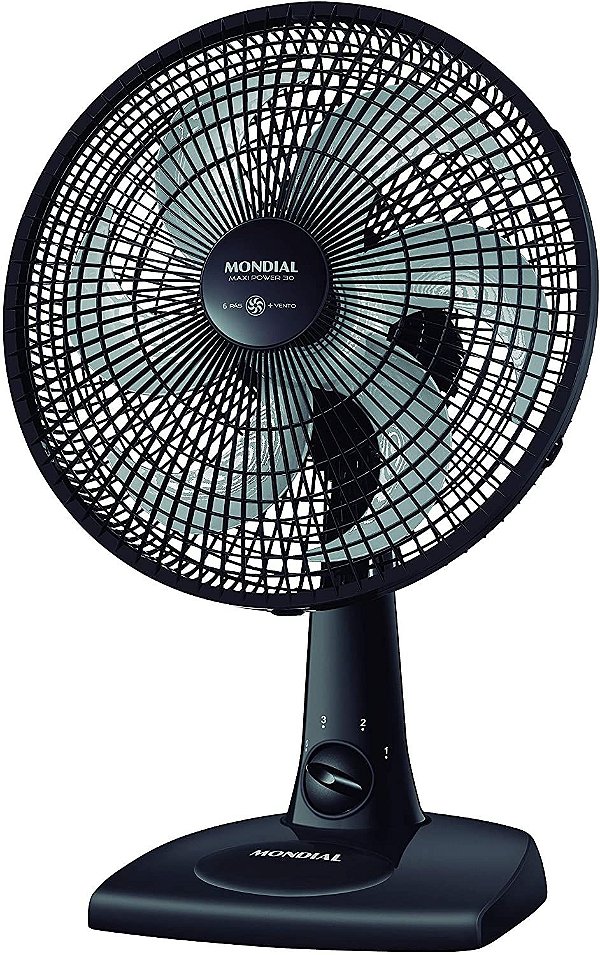 Ventilador De Mesa E Parede Mondial Nv-15-6p-fb Preto Com 6 Pas, 30cm De Diametro 127v