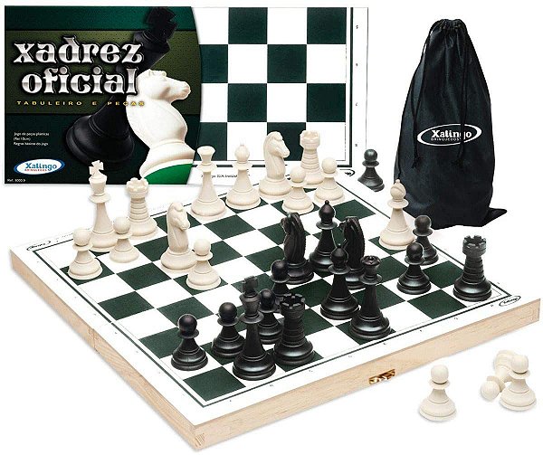 Jogo de xadrez oficial - Rei 10 cm, tabuleiro tipo estojo