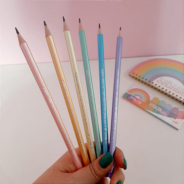 LAPIS DE ESCREVER COR PASTEL LEO E LEO