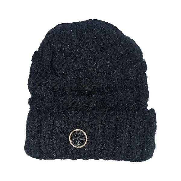 Touca Feminina Forrada de pelinho Gorro de inverno Preto
