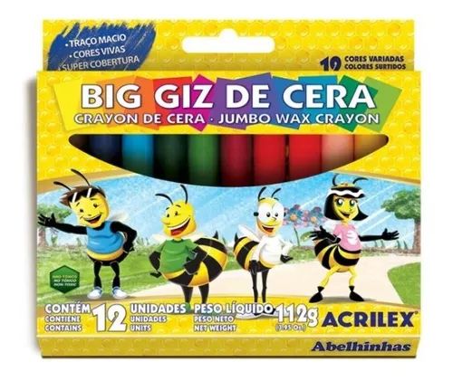 BIG GIZ DE CERA ACRILEX DE 12 CORES