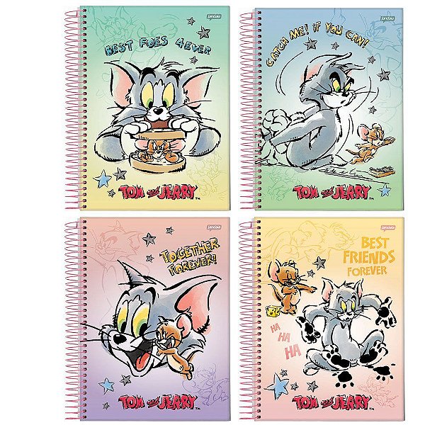 CADERNO CAPA DURA JANDAIA 1 MATERIAS 80 FOLHAS TOM E JERRY