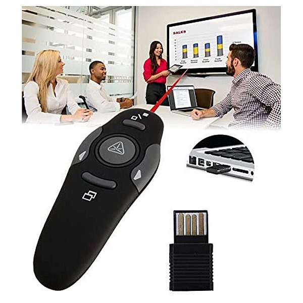 Controle Passar Slide Multimidia Wireless Com Laser Apontado