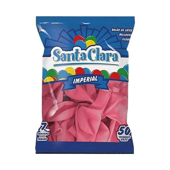 Balão Bexiga Rosa 50 Unidades Tamanho 7 Santa Clara