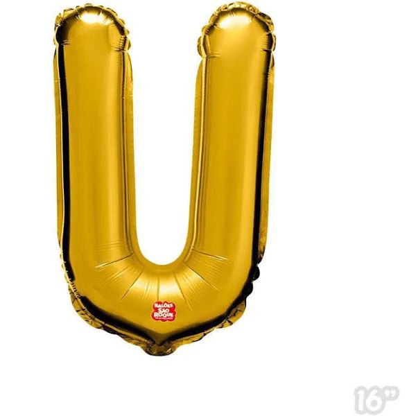 BALÃO METALICO 40CM LETRA U DOURADO SÃO ROQUE