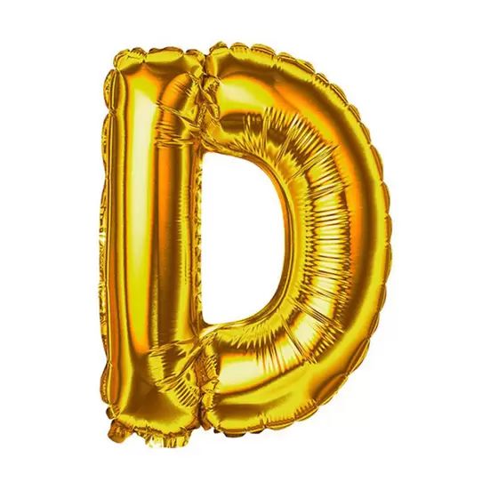 BALAO METALICO 40CM LETRA D DOURADO NEOTRENTINA