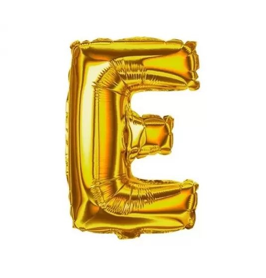 BALÃO METALICO 40CM LETRA E DOURADO NEOTRENTINA