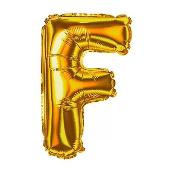 BALÃO METALICO 40CM LETRA F DOURADO NEOTRENTINA