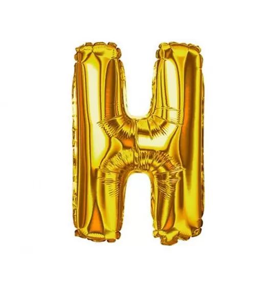 BALÃO METALICO 40CM LETRA H DOURADO NEOTRENTINA