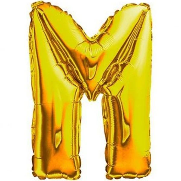 BALÃO METALICO 40CM LETRA M DOURADO NEOTRENTINA