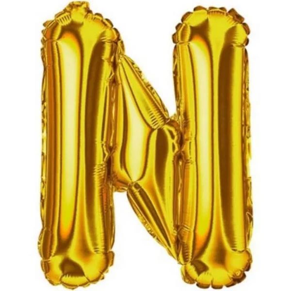 BALÃO METALICO 40CM LETRA N DOURADO NEOTRENTINA