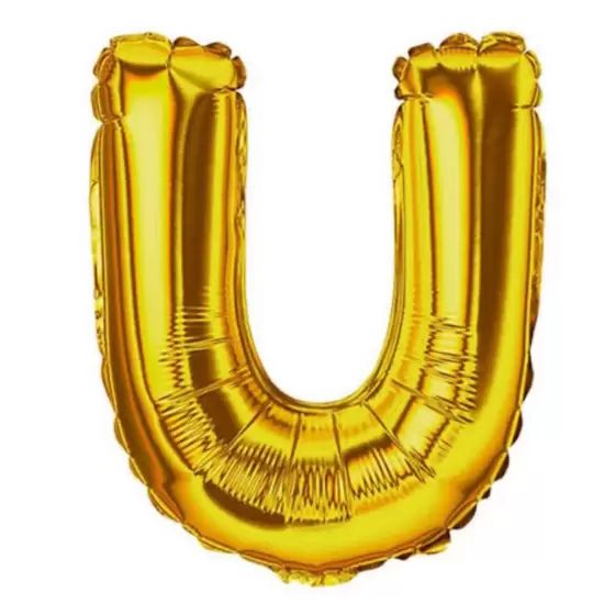 BALÃO METALICO 40CM LETRA U DOURADO NEOTRENTINA