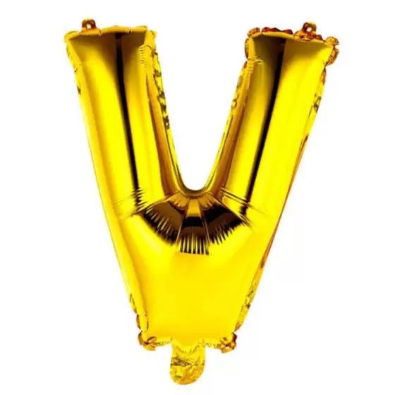 BALAO METALICO 40CM LETRA V DOURADO NEOTRENTINA