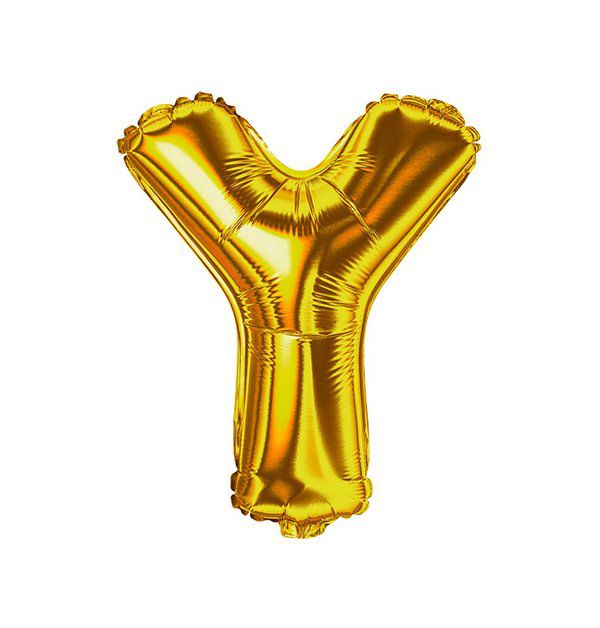 BALÃO METALICO 40CM LETRA Y  DOURADO NEOTRENTINA