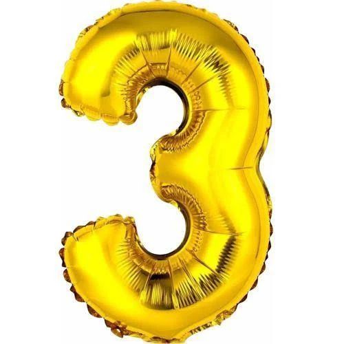BALAO METALICO 40CM NUMERO 3 DOURADO NEOTRENTINA
