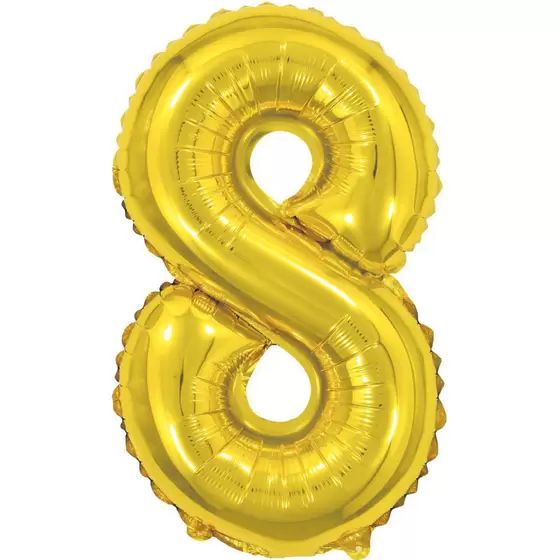 BALÃO METALICO 40CM NUMERO 8 DOURADO NEOTRENTINA