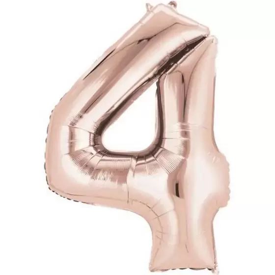 BALÃO METALICO 40CM NUMERO 4 ROSE GOLD NEOTRENTINA