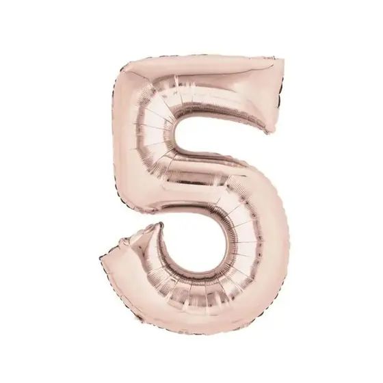 BALÃO METALICO 40CM NUMERO 5 ROSE GOLD NEOTRENTINA