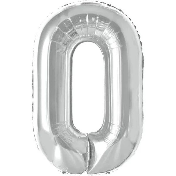 BALÃO METALICO 40CM NUMERO 0 PRATA NEOTRENTINA
