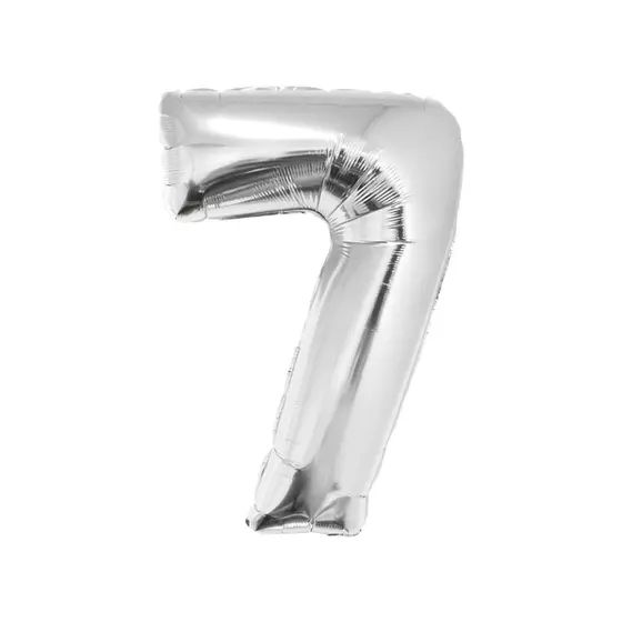 BALÃO METALICO 40CM NUMERO 7 PRATA NEOTRENTINA