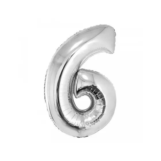 BALÃO METALICO 40CM NUMERO 6 PRATA NEOTRENTINA