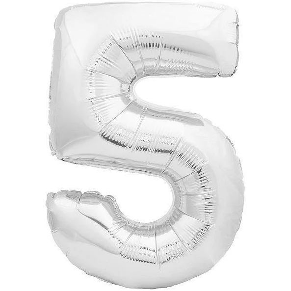 BALÃO METALICO 40CM NUMERO 5 PRATA NEOTRENTINA