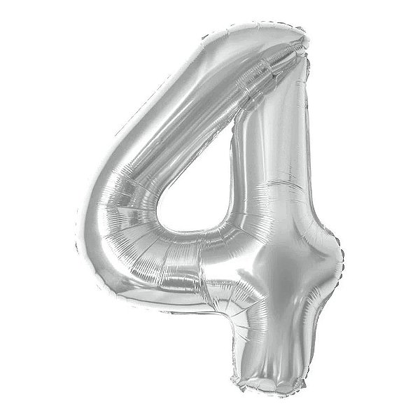 BALÃO METALICO 40CM NUMERO 4 PRATA NEOTRENTINA