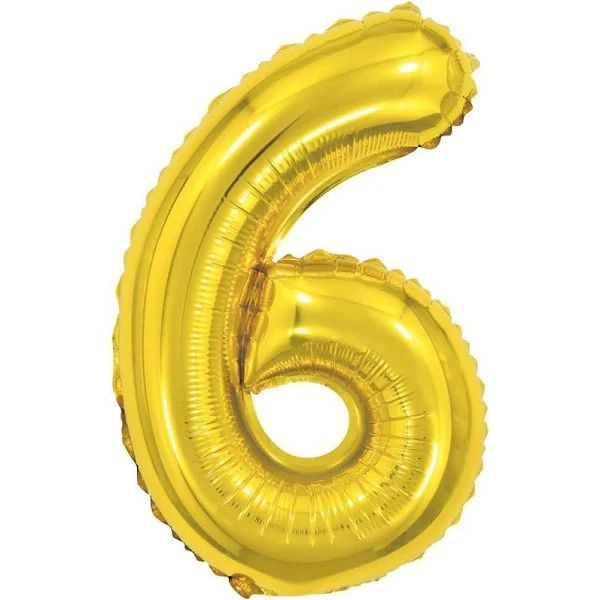 BALAO METALICO 70CM NUMERO 6 DOURADO NEOTRENTINA