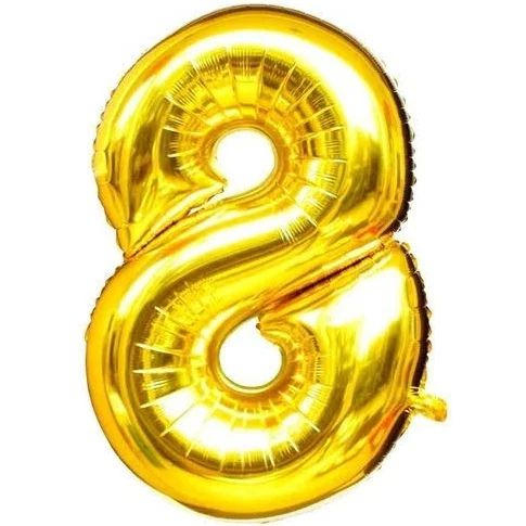 BALÃO METALICO 70CM NUMERO 8 DOURADO NEOTRENTINA