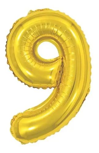 BALÃO METALICO 70CM NUMERO 9 DOURADO NEOTRENTINA