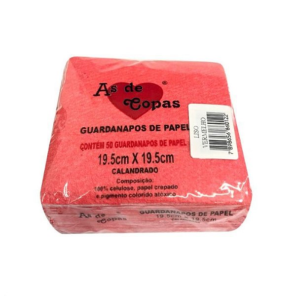 GUARDANAPOS DE PAPEL VERMELHO C/50 AS DE COPAS