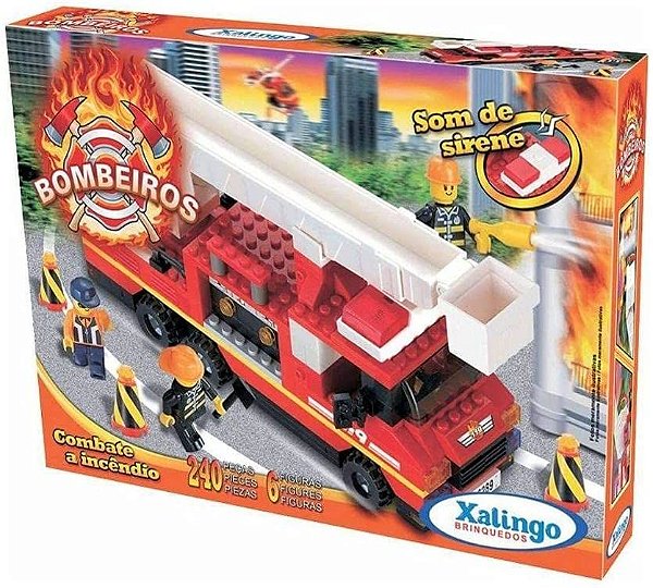 Blocos De Montar Defensores Bombeiros 240 Peças - Xalingo