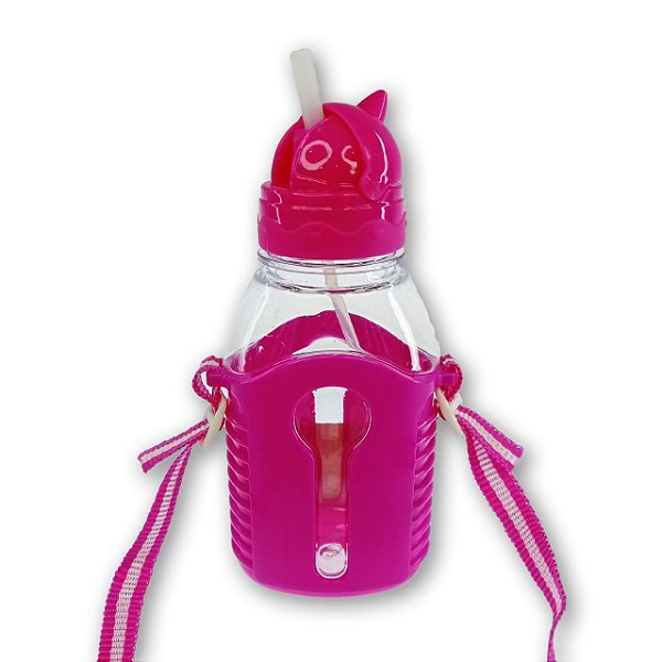 Cantil Garrafa Copo Infantil Canudo De Silicone Alça 400ml