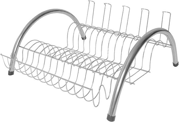 Escorredor de louças arco 11 pratos e 5 copos cromado