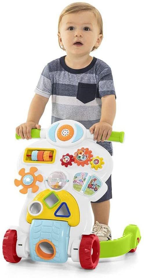Andador Infantil Bebê 2 Em 1 Som Luz Piloto Calesita Branco