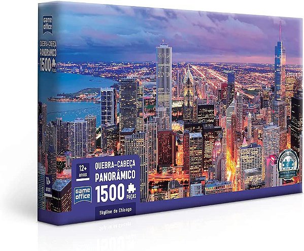 Quebra Cabeça Puzzle Panorâmico 1500Peças Skyline De Chicago