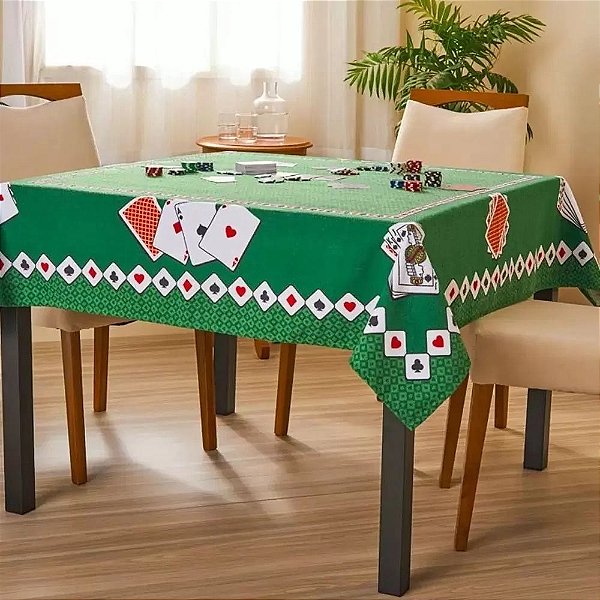 Toalha Estampada Quadrada 4 Lugares Baralho 1,50 M X 1,50 M