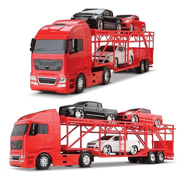 Caminhão Cegonheira Diamond Truck Com 3 Pick Up De Fricção
