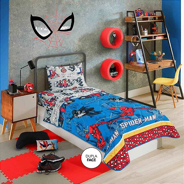 Edredom De Solteiro Dupla Face Lepper Spider Man 150x220cm