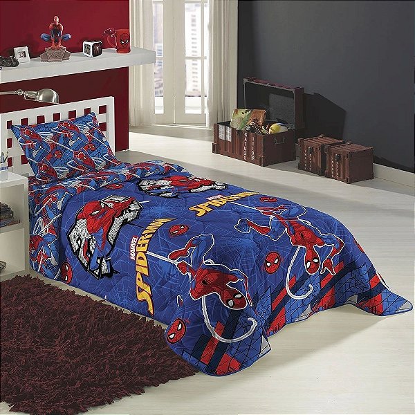 Edredom Dupla Face Homem Aranha Microfibra Lepper
