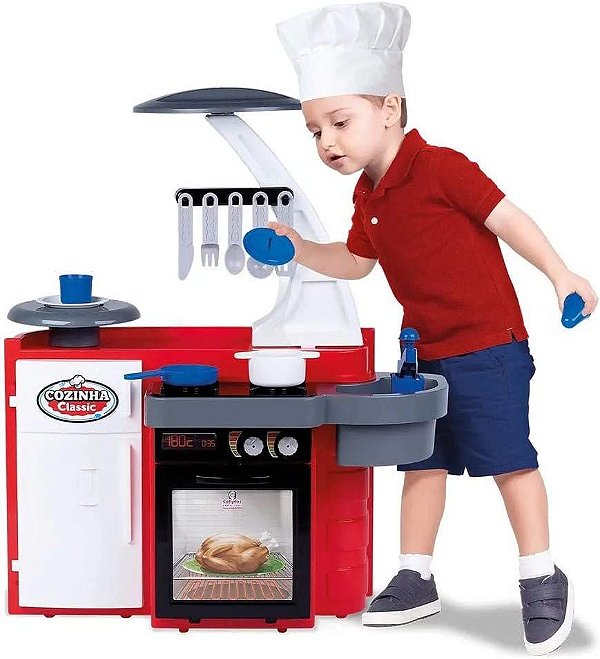Cozinha Classic Cotiplas Pia Fogão Forno Acessorios Cor:Vermelho