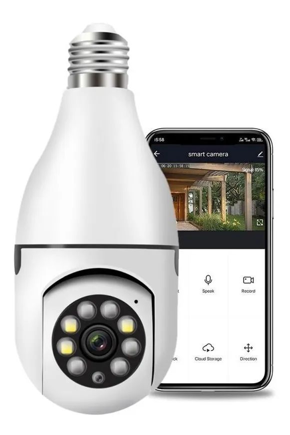 Câmera Ip Lâmpada Wifi Full Hd Visão Noturna