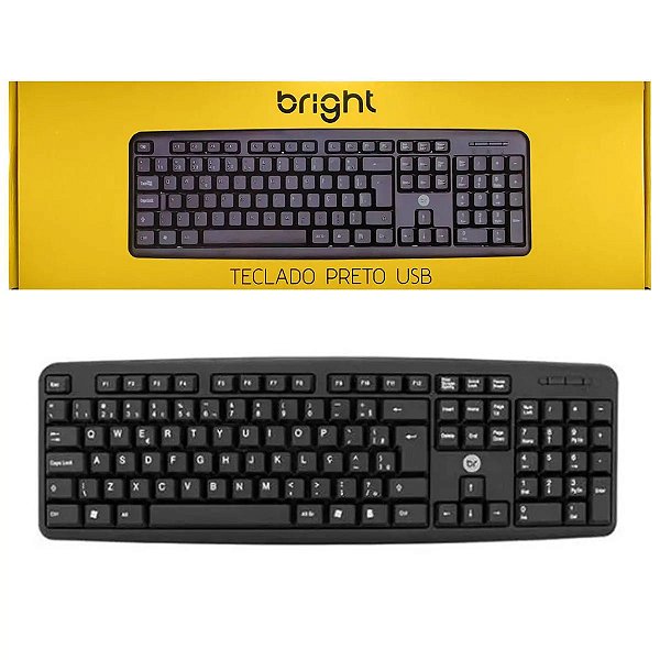 Teclado Simples Usb Padrão Abnt2 Preto Bright